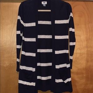 Navy and white striped sweater